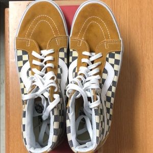 Yellow (gray checkered) Hi-Top Vans